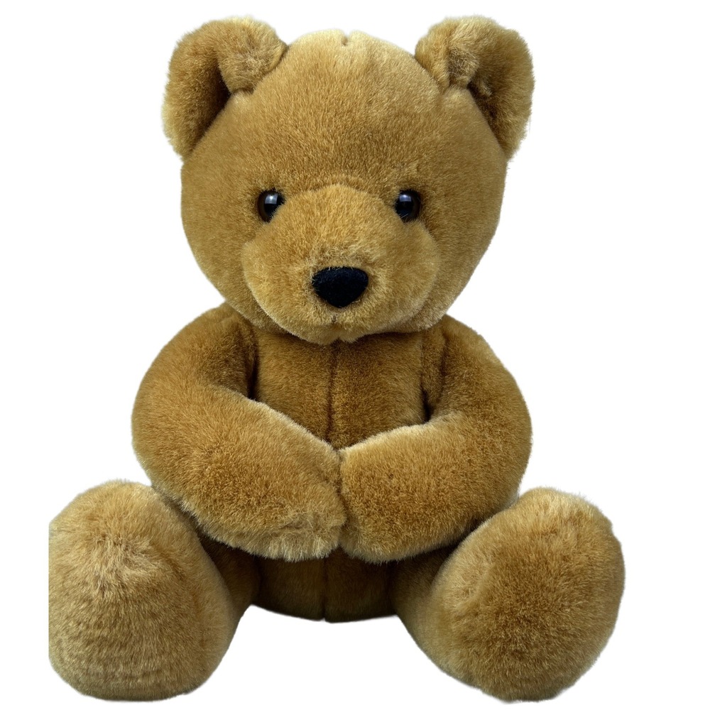 Vintage 90s International Silver Co Teddy Bear Plush Tan 9 Inch Cottagecore